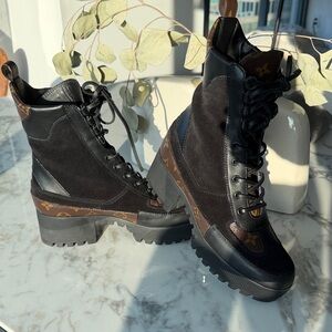 Louis Vuitton Black and Brown Lace Up Boots “Authentic “